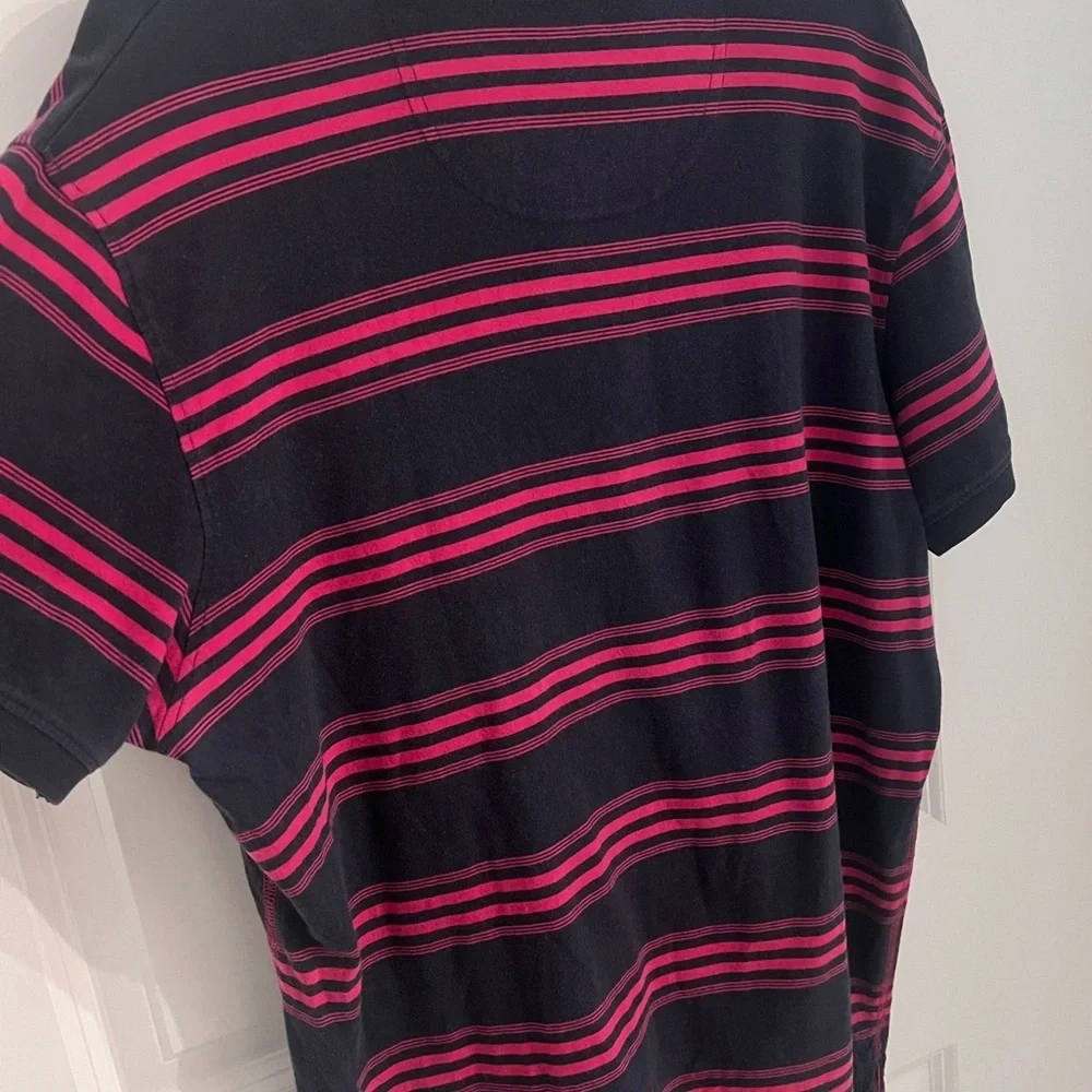 Arizona Jean Company Black and Pink Polo Shirt with Stripes
